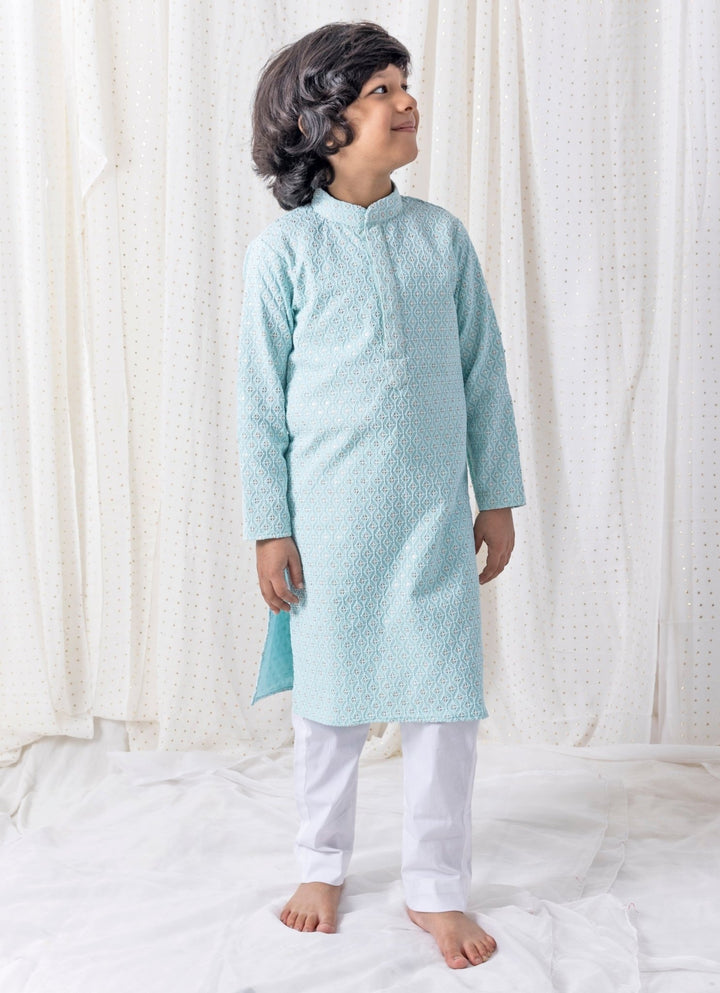 Chotibuti Ice Blue Cotton Kurta SetFabilicious Fashion