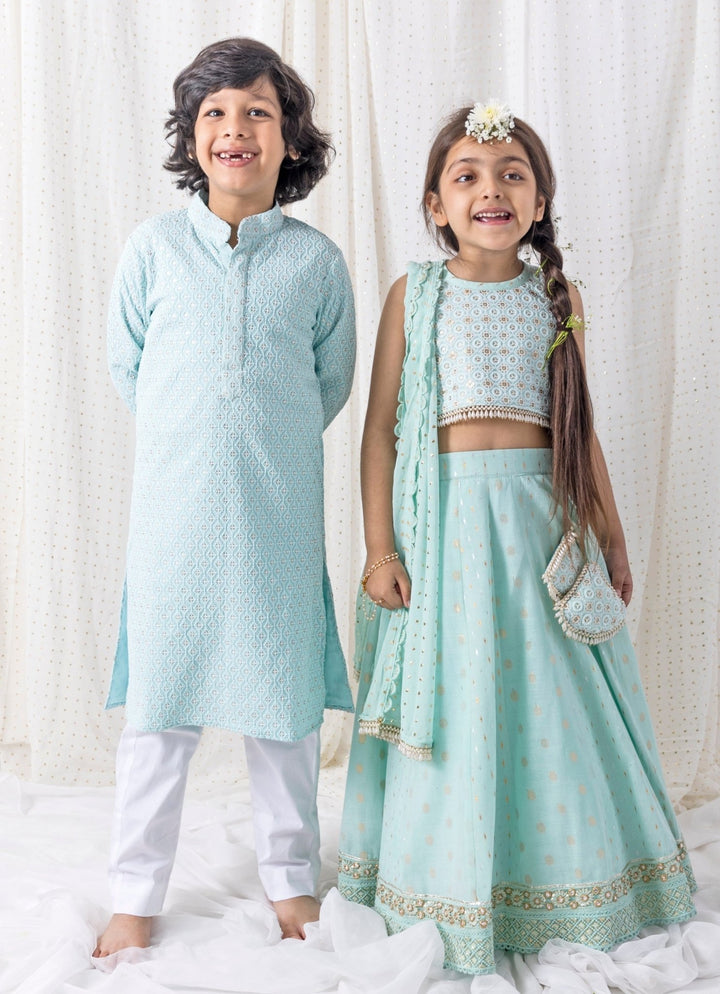 Chotibuti Ice Blue Cotton Kurta SetFabilicious Fashion