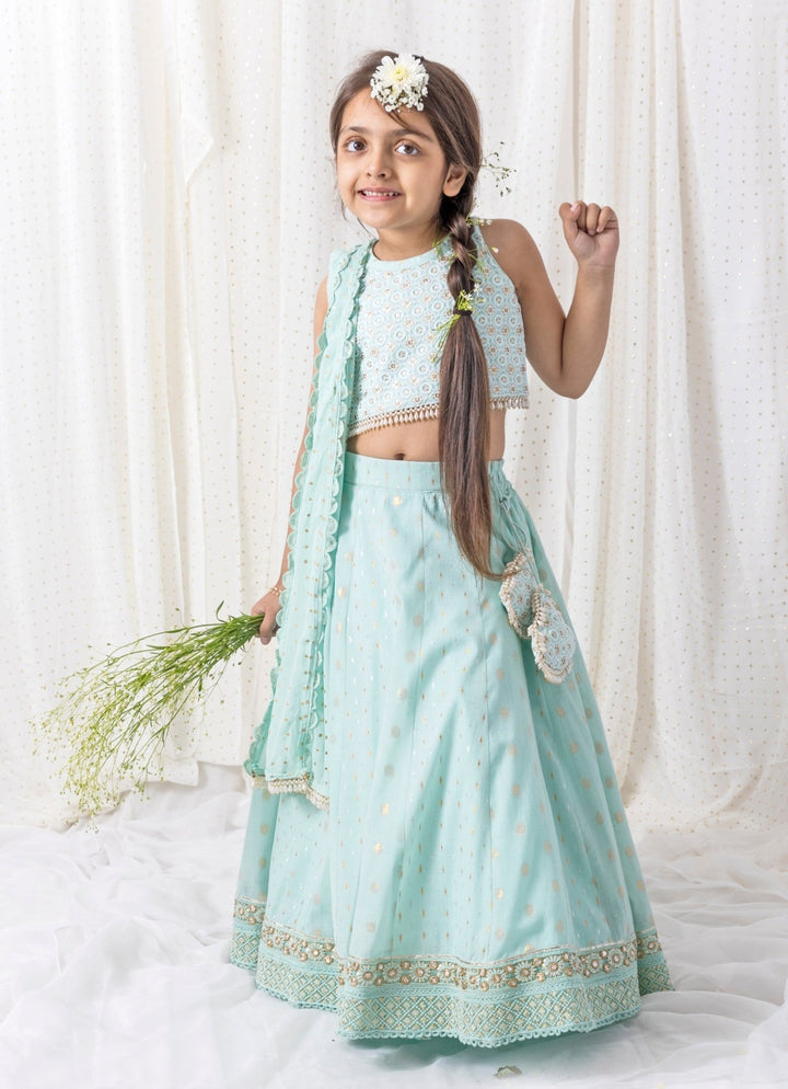 Chotibuti Ice Blue Cotton LehengaFabilicious Fashion