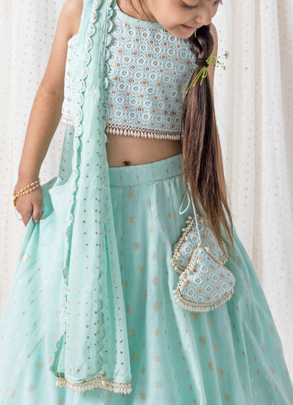 Chotibuti Ice Blue Cotton LehengaFabilicious Fashion