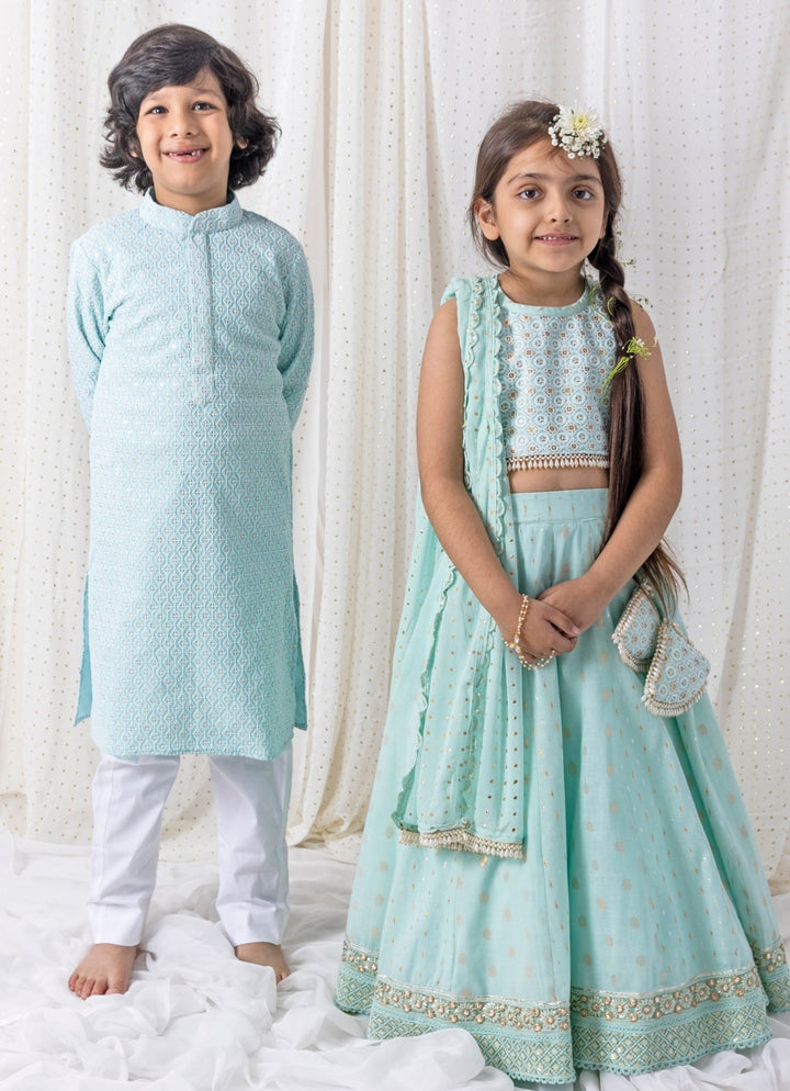 Chotibuti Ice Blue Cotton LehengaFabilicious Fashion
