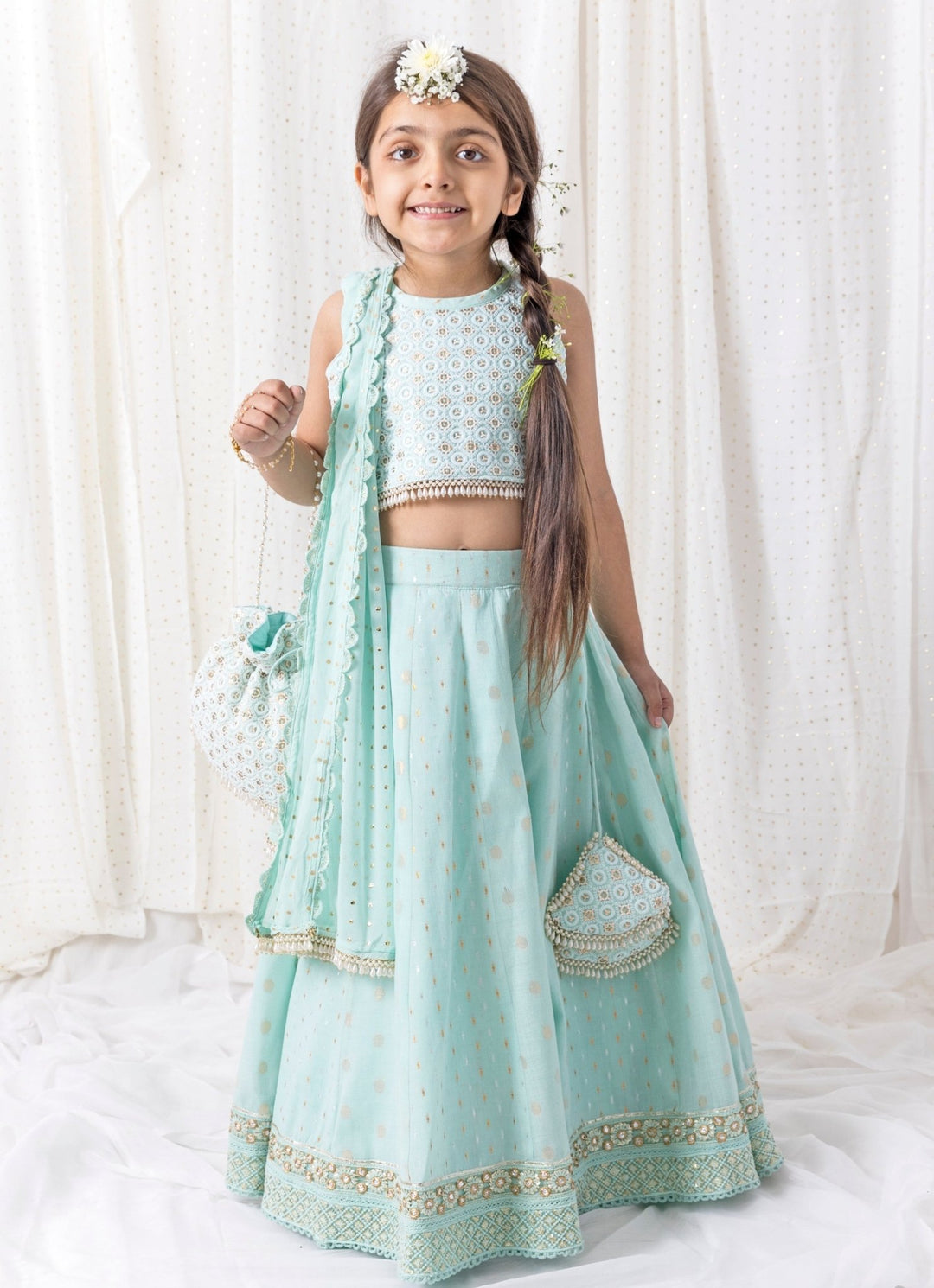 Chotibuti Ice Blue Cotton LehengaFabilicious Fashion