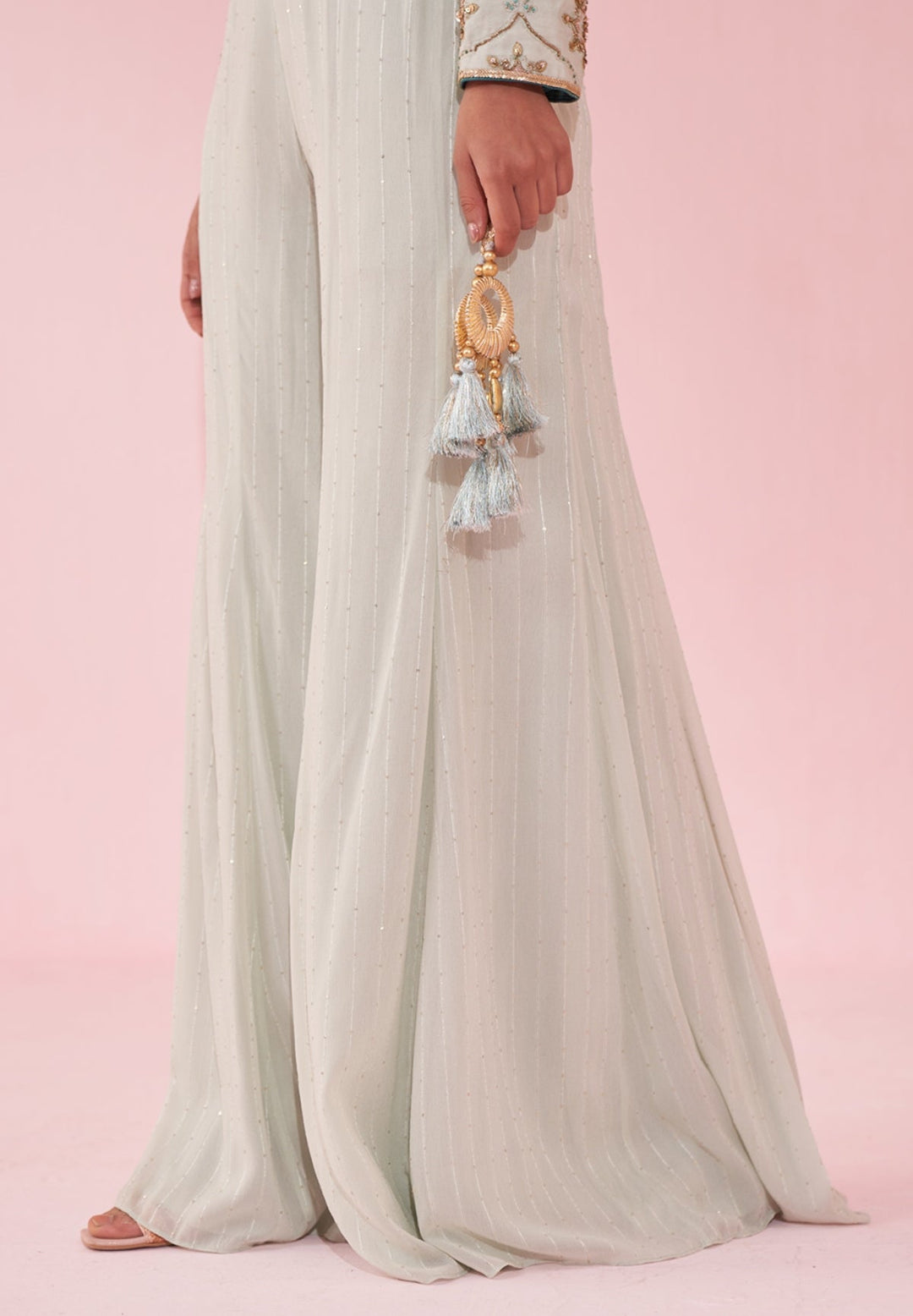 Ice Blue Embroidered Blouse Sharara Set Studio Bagechaa - Fabilicious Fashion