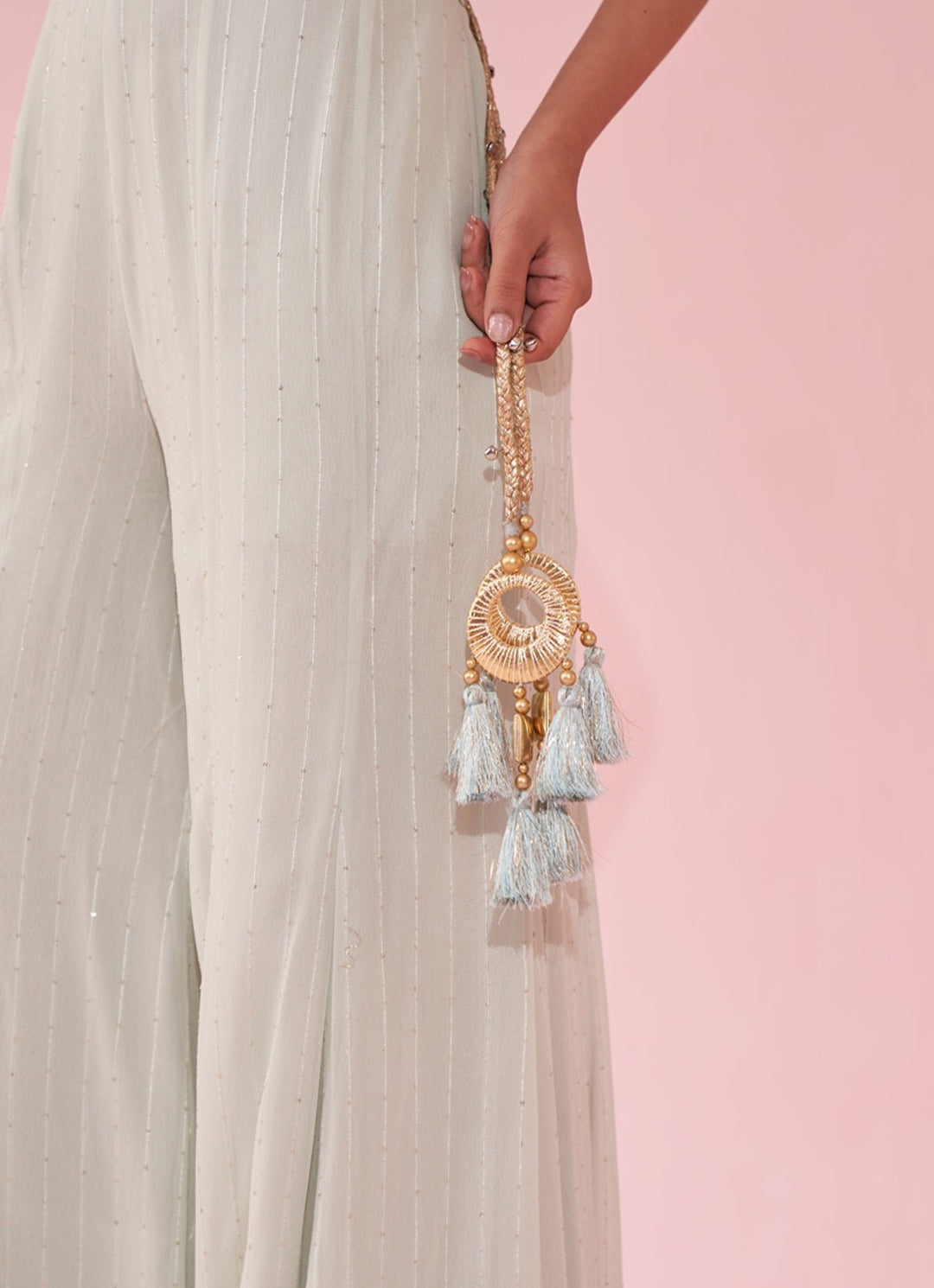 Ice Blue Embroidered Blouse Sharara Set Studio Bagechaa - Fabilicious Fashion