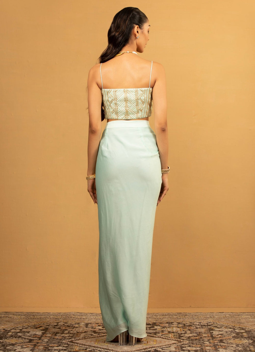 Ice Blue Georgette Dhoti and Cape Set Esha Koul - Fabilicious Fashion
