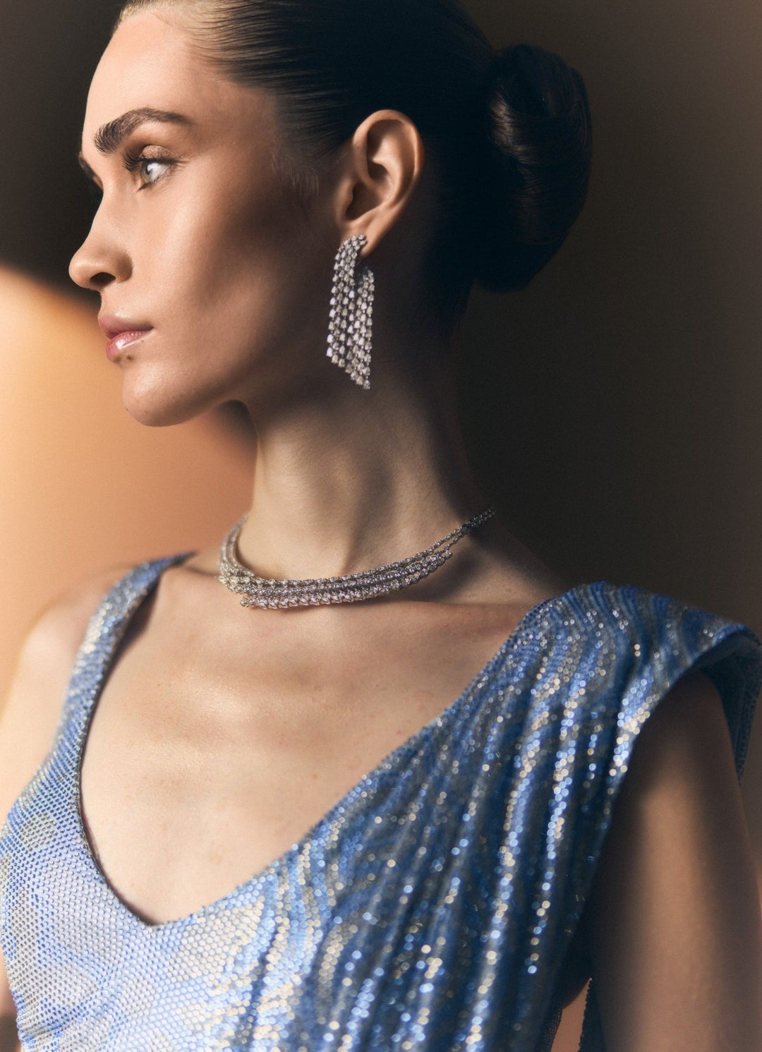 Angad Singh Ice Blue Soft Net Pre-Draped SareeFabilicious Fashion