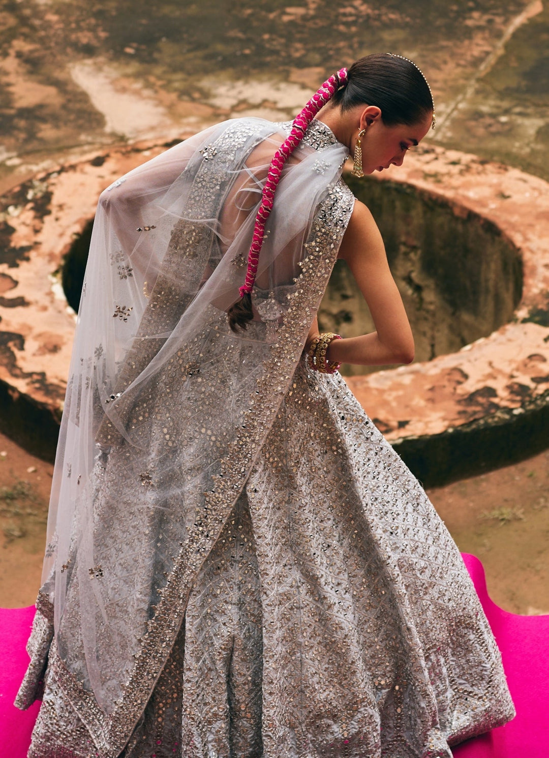 Ice Grey And Silver Raw Silk Lehenga Set Angad Singh - Fabilicious Fashion