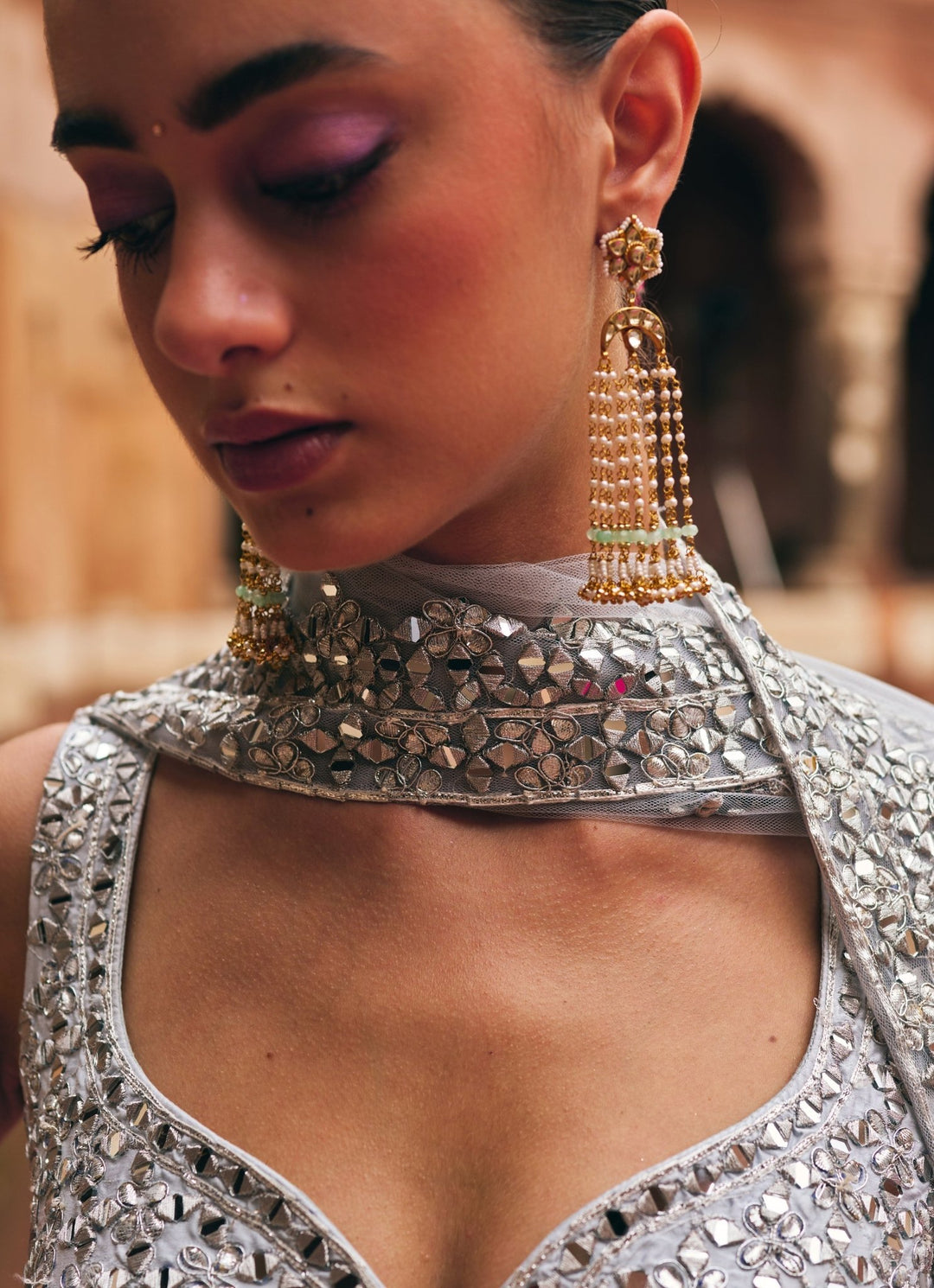 Ice Grey And Silver Raw Silk Lehenga Set Angad Singh - Fabilicious Fashion