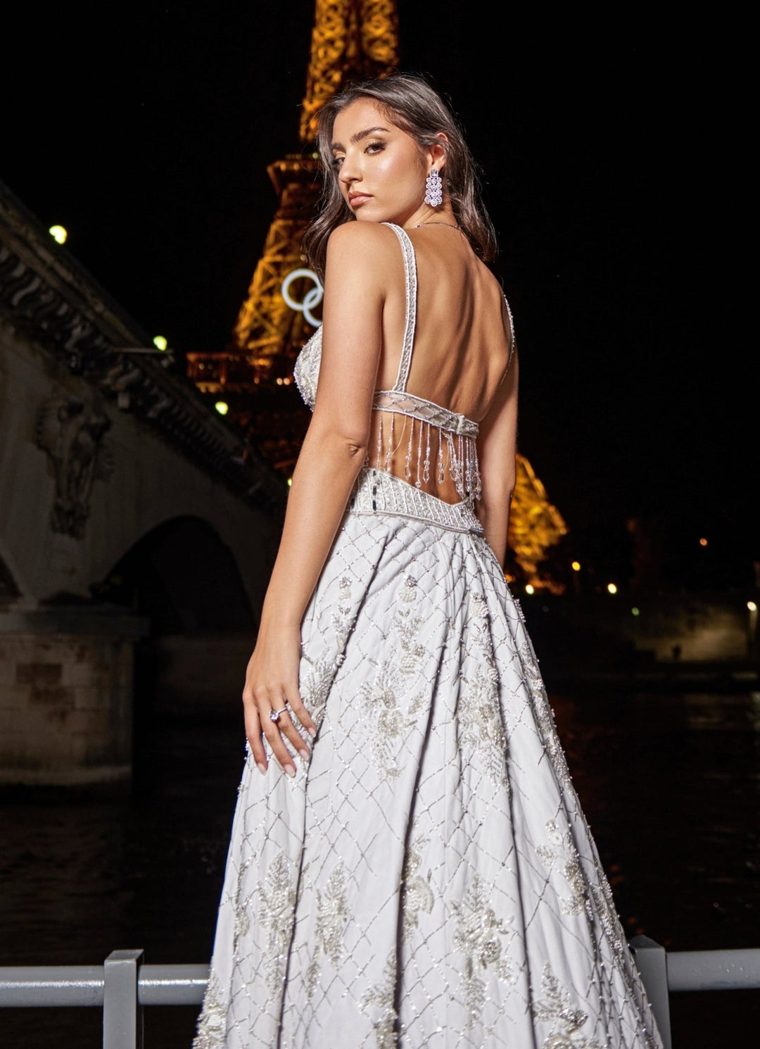 Ice Grey Embroidered Silk Lehenga With Corset Blouse Jigar and Nikita - Fabilicious Fashion