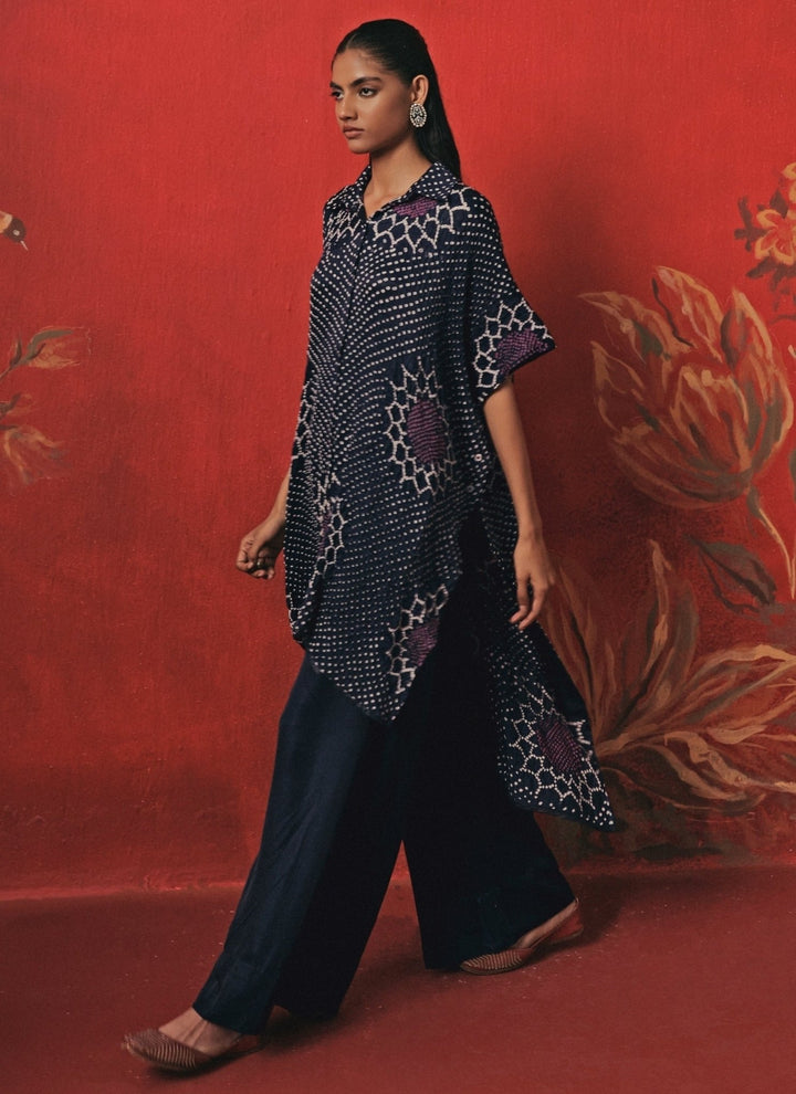 Twenty Nine Indigo Blue Bandhani Shirt And Palazzo SetFabilicious Fashion
