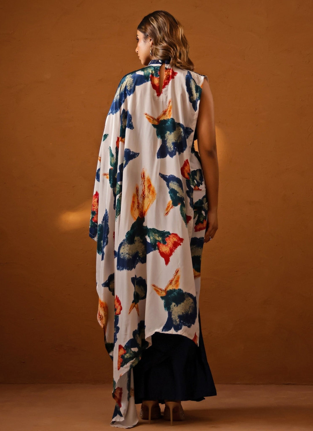 Studio Surbhi Ivory And Blue Crepe Pre-Draped SareeFabilicious Fashion