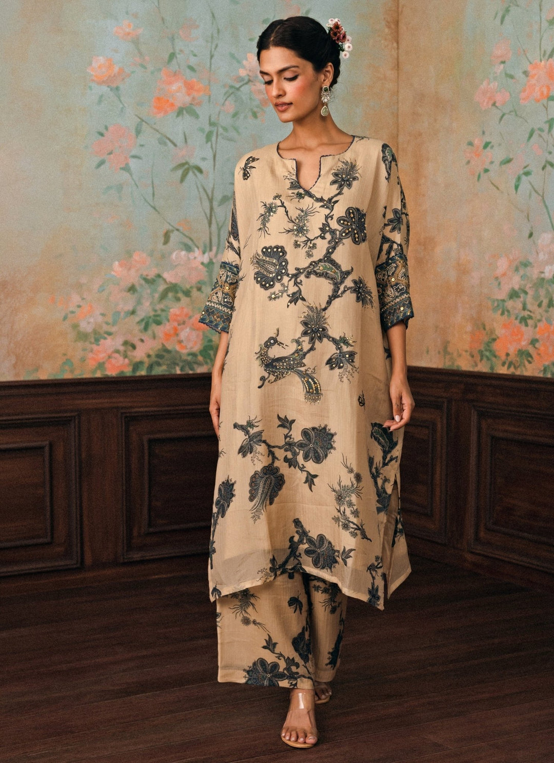 Paulmi and Harsh Ivory And Blue Crush Kurta Pants SetFabilicious Fashion
