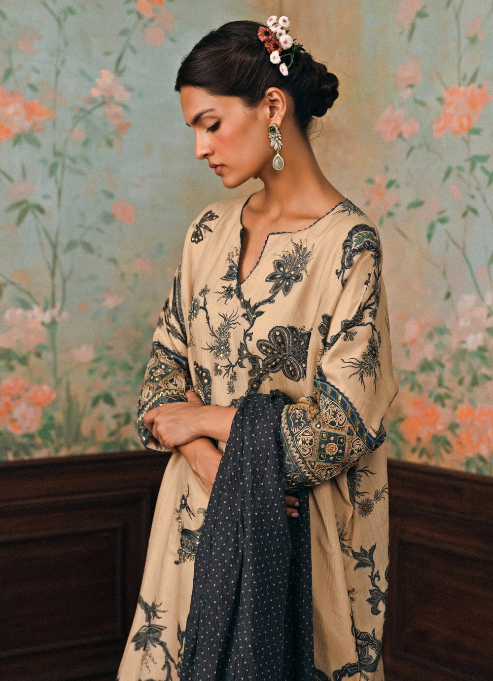 Paulmi and Harsh Ivory And Blue Crush Kurta Pants SetFabilicious Fashion