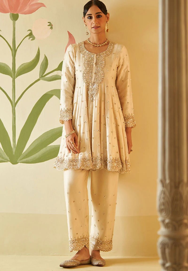 Ivory And Gold Chanderi Silk Kurta Set Angad Singh - Fabilicious Fashion