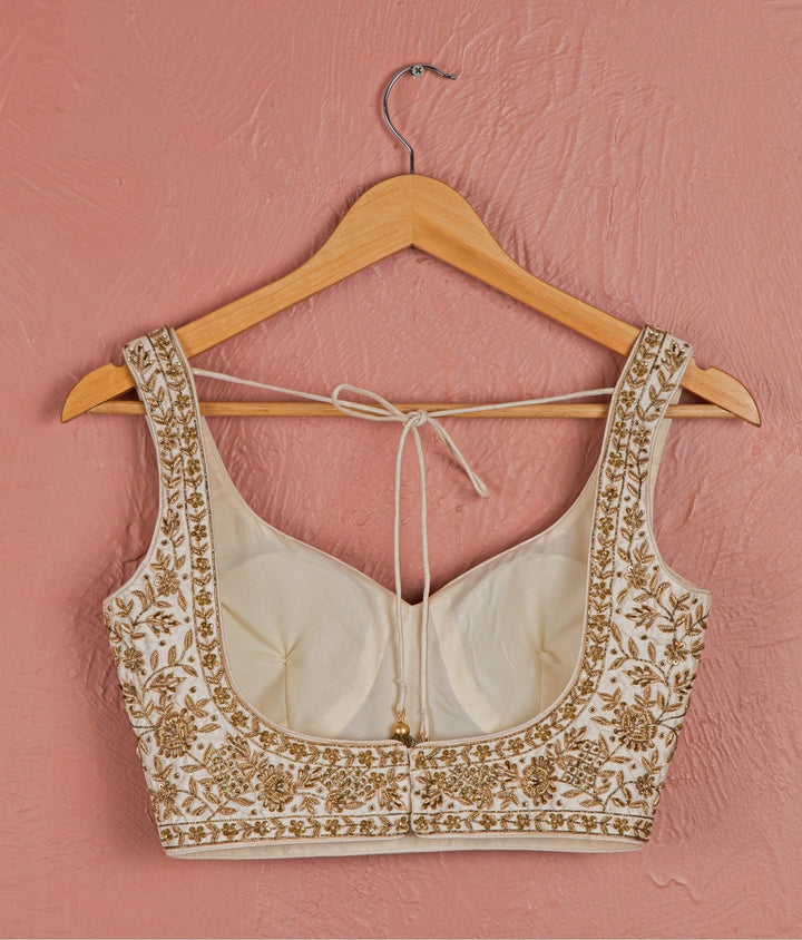 Ivory And Gold Embroidered Organza Lehenga Anisha Shetty - Fabilicious Fashion