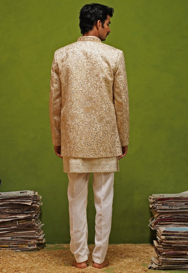 Kalpraag Ivory and Gold Georgette Jodhpuri SetFabilicious Fashion