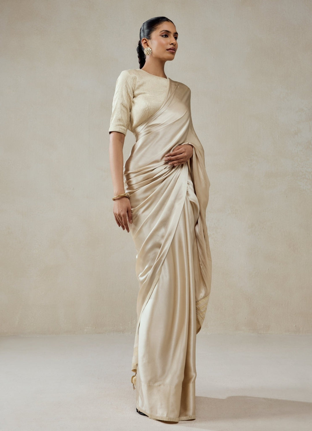 Ivory And Gold Tissue Saree Nitika Gujral - Fabilicious Fashion