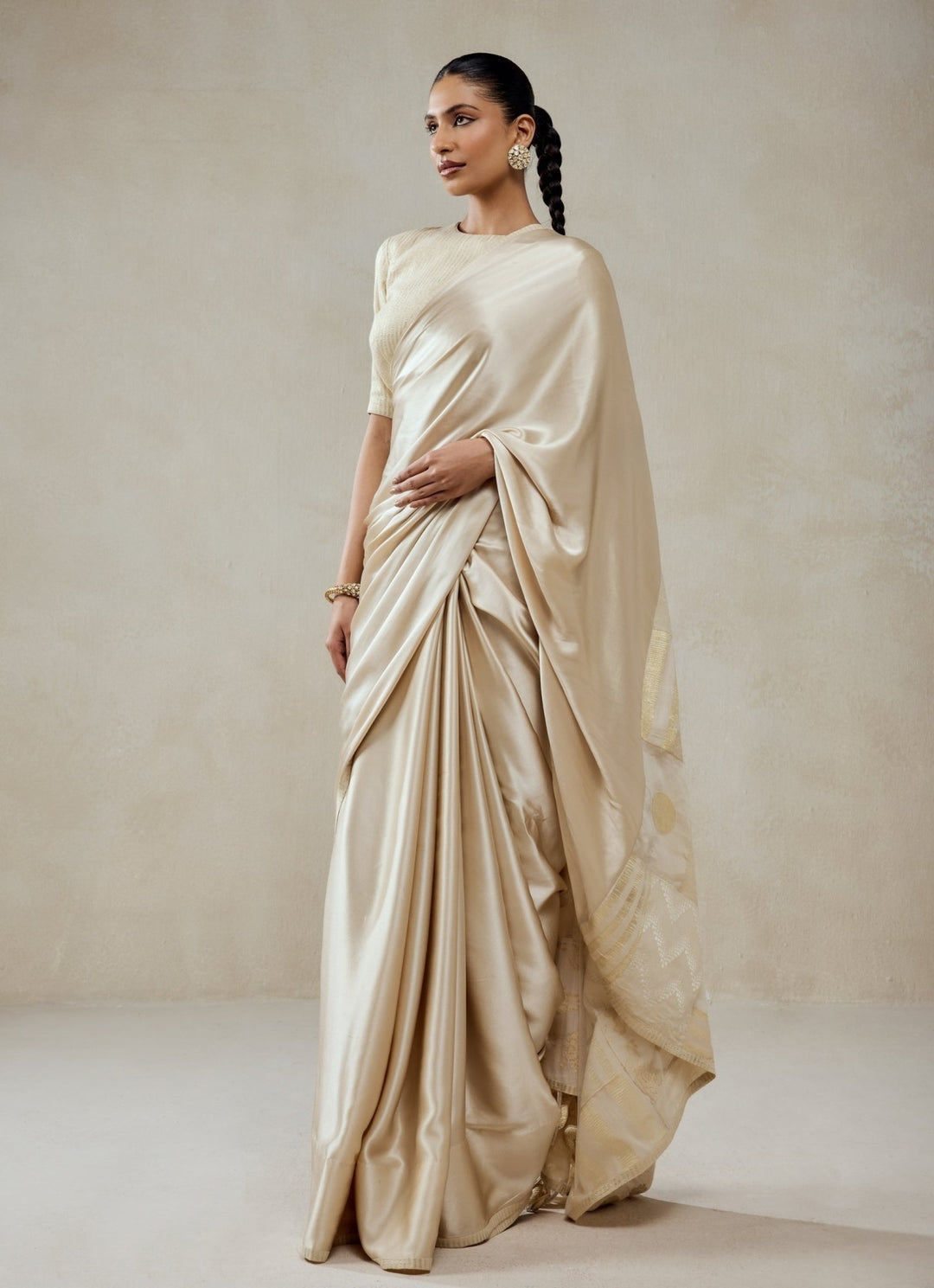 Ivory And Gold Tissue Saree Nitika Gujral - Fabilicious Fashion