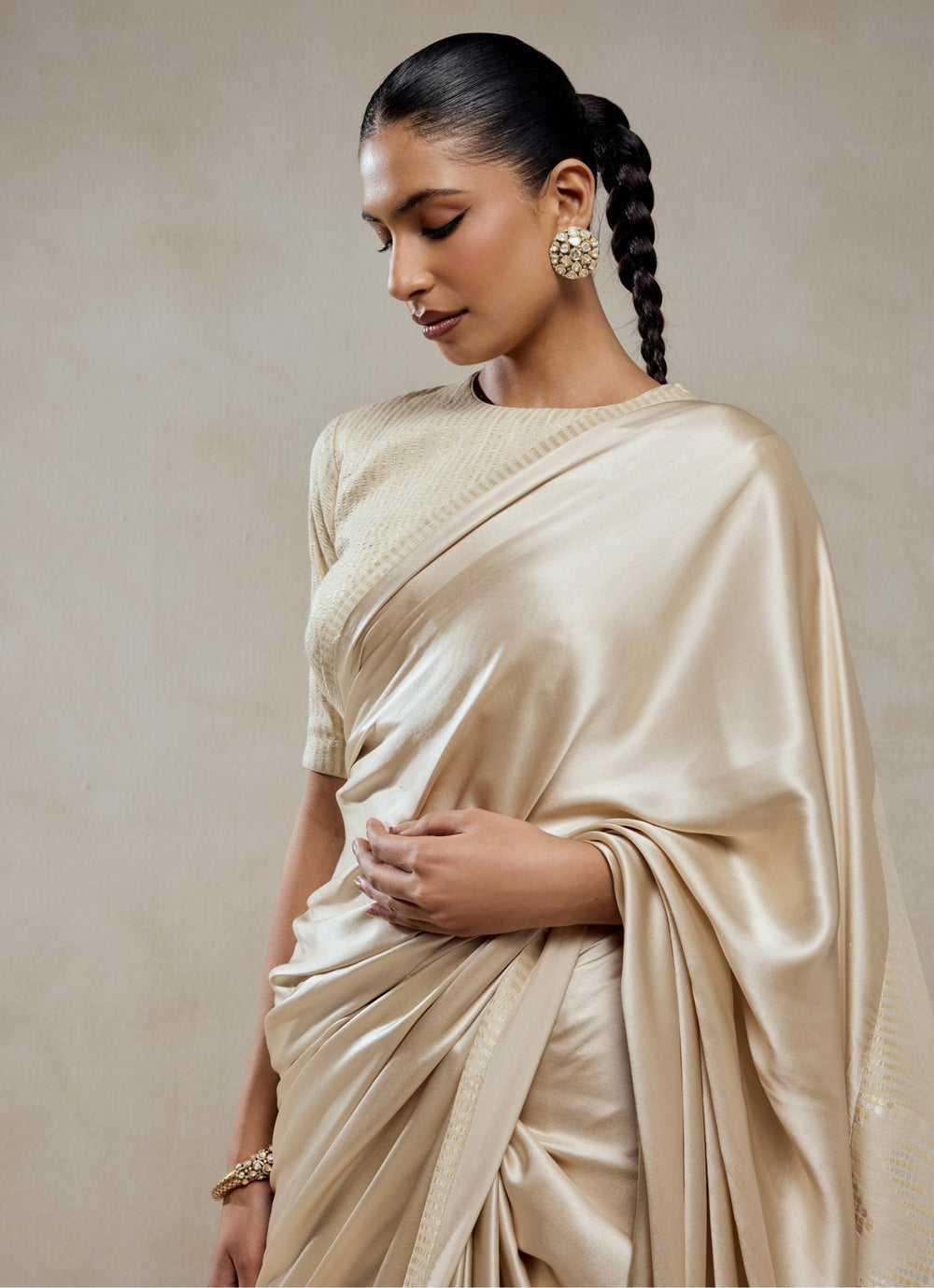 Ivory And Gold Tissue Saree Nitika Gujral - Fabilicious Fashion