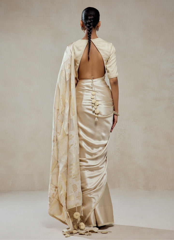 Ivory And Gold Tissue Saree Nitika Gujral - Fabilicious Fashion
