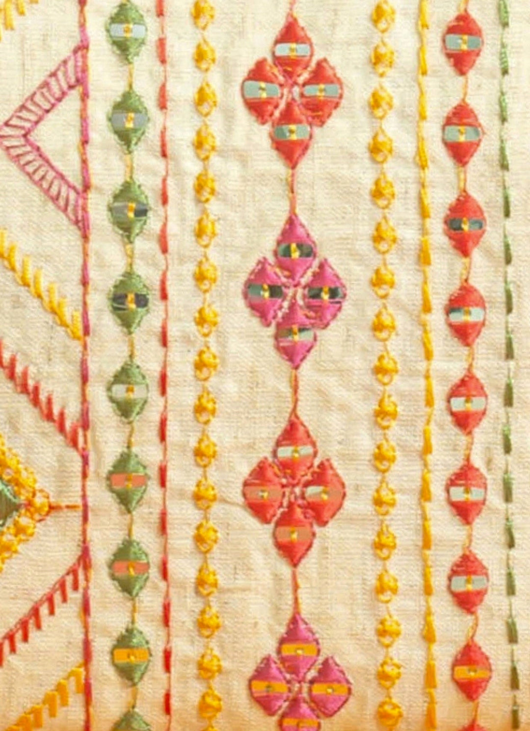 Amyra Ivory And Multicolor Cotton HandbagFabilicious Fashion
