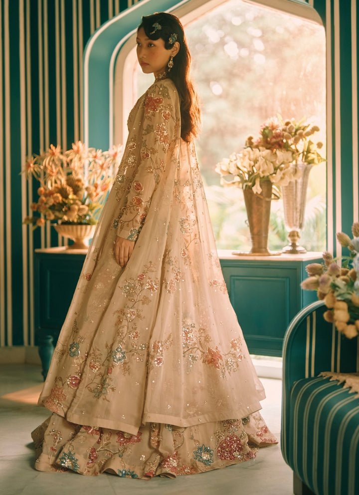 Paulmi and Harsh Ivory And Multicolour Printed Organza Lehenga Set With JacketFabilicious Fashion