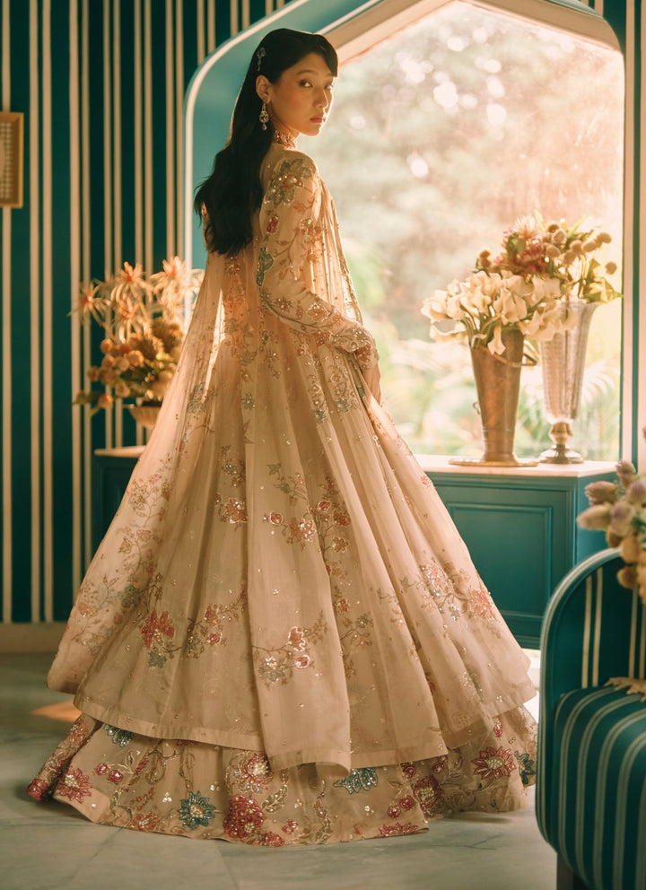 Paulmi and Harsh Ivory And Multicolour Printed Organza Lehenga Set With JacketFabilicious Fashion