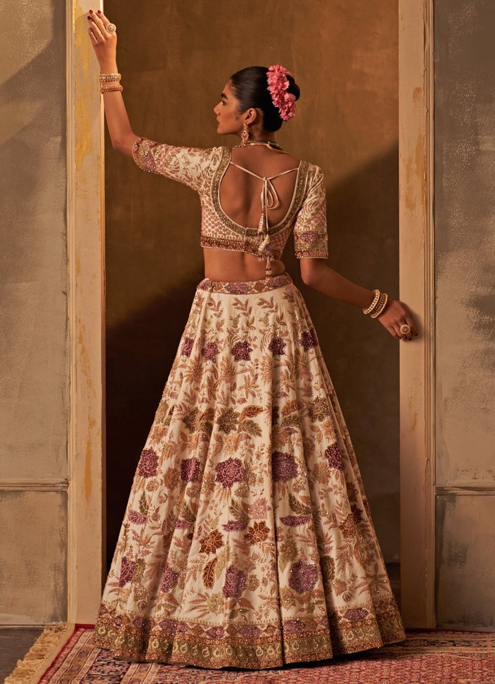 Angad Singh Ivory And Pink Raw Silk Double Dupatta Lehenga SetFabilicious Fashion