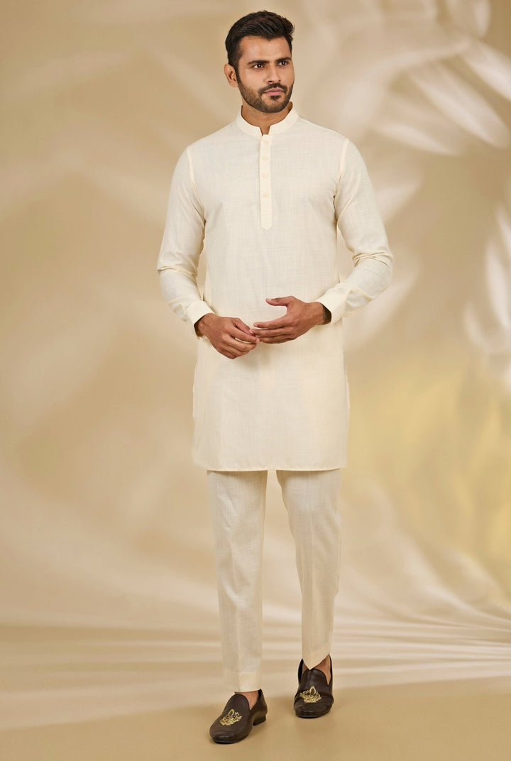 Manish Nagdeo Men Ivory and Purple Printed Silk Bundi SetFabilicious Fashion