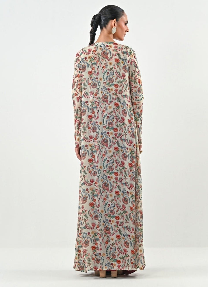 Ivory And Red Silk Satin Dhoti Set With Cape Juhi Bengani - Fabilicious Fashion