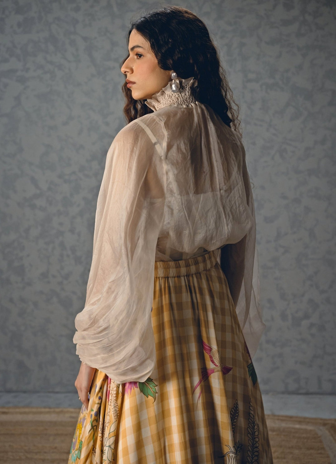 Paulmi and Harsh X Ease Ivory And Yellow Printed Silk Skirt SetFabilicious Fashion