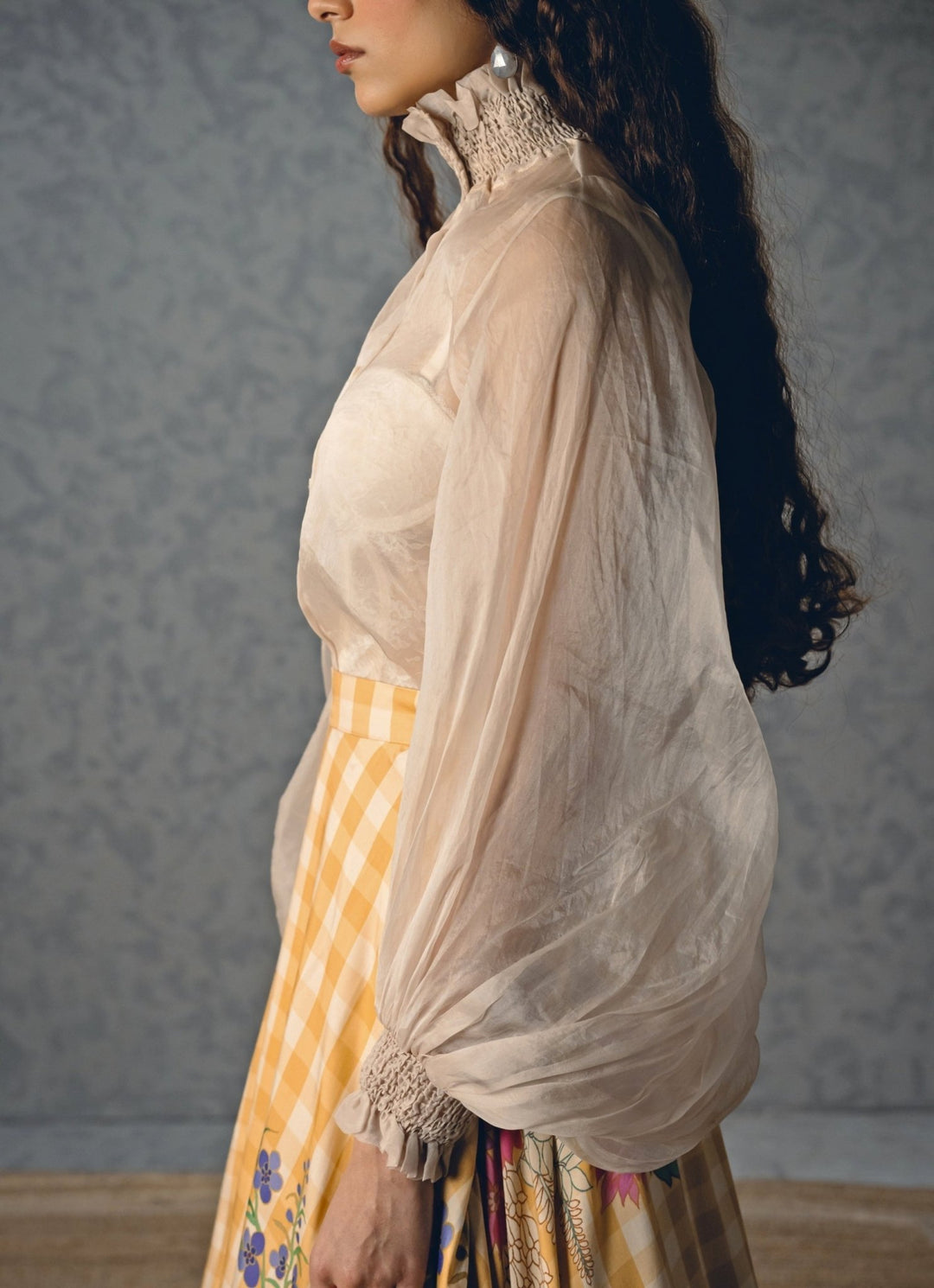 Paulmi and Harsh X Ease Ivory And Yellow Printed Silk Skirt SetFabilicious Fashion