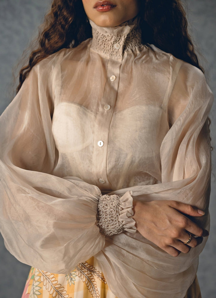 Paulmi and Harsh X Ease Ivory And Yellow Printed Silk Skirt SetFabilicious Fashion