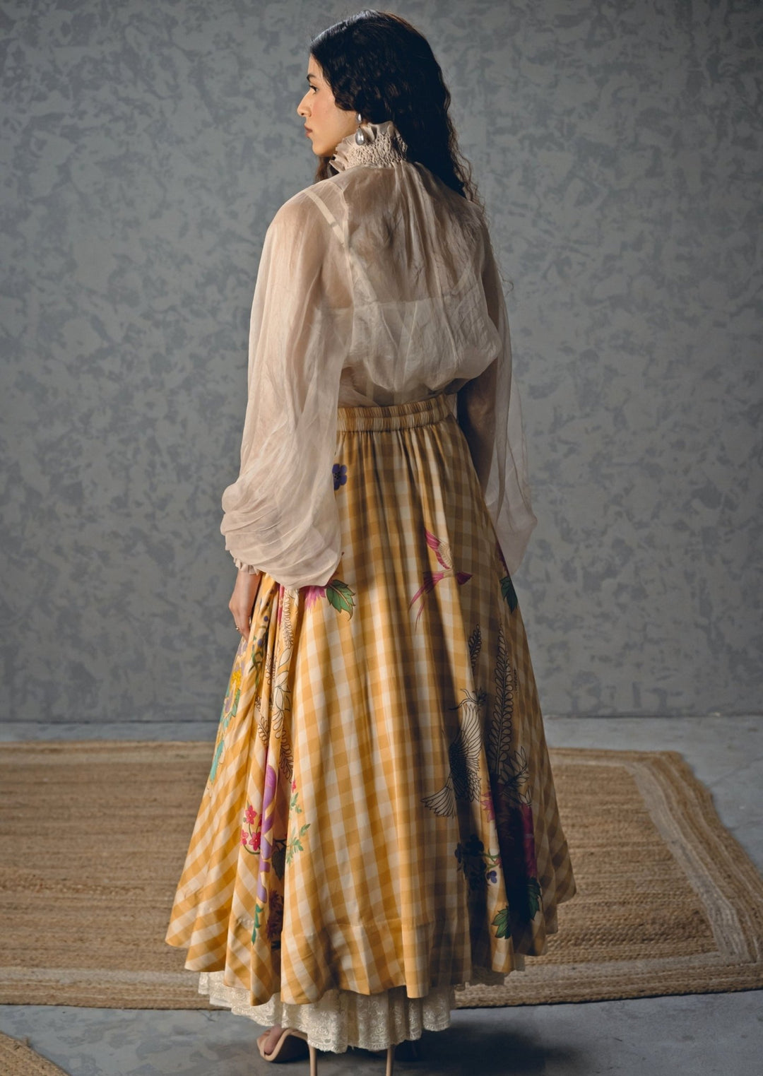 Paulmi and Harsh X Ease Ivory And Yellow Printed Silk Skirt SetFabilicious Fashion