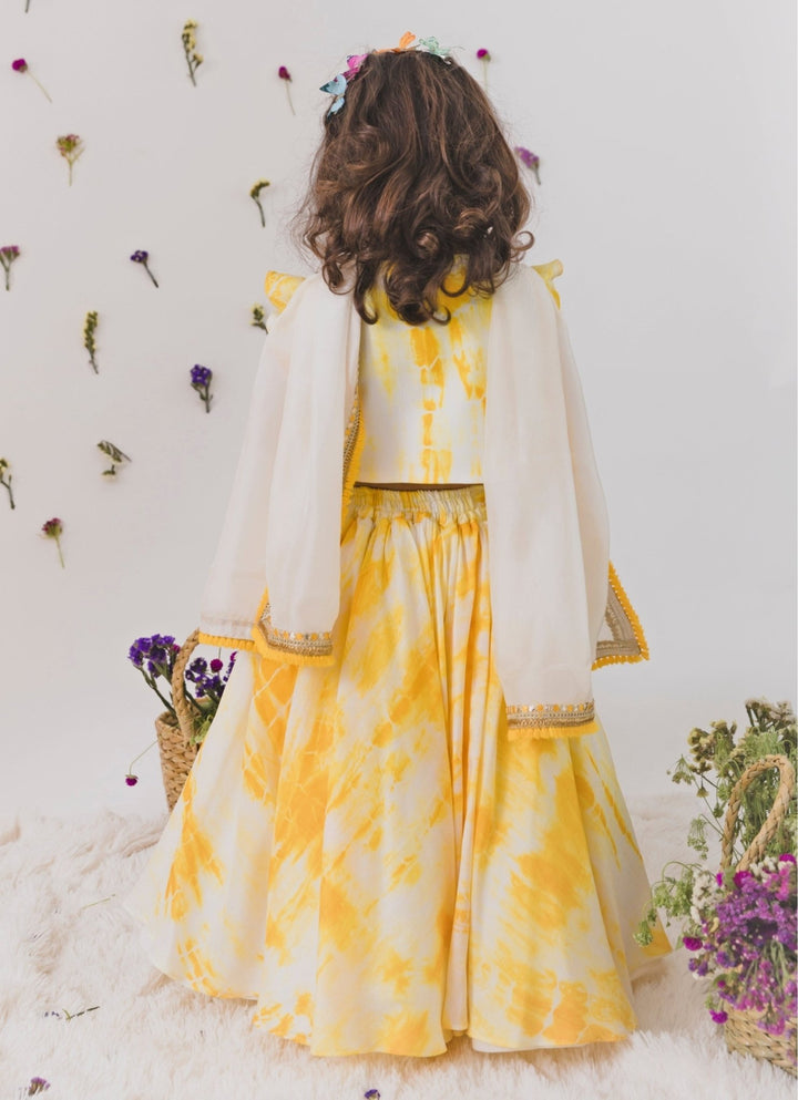 Ivory And Yellow Silk Lehenga Set Chotibuti - Fabilicious Fashion