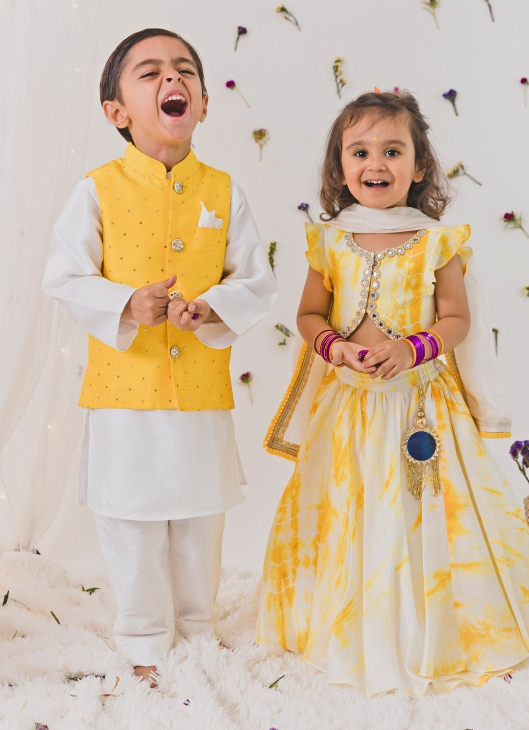Ivory And Yellow Silk Lehenga Set Chotibuti - Fabilicious Fashion