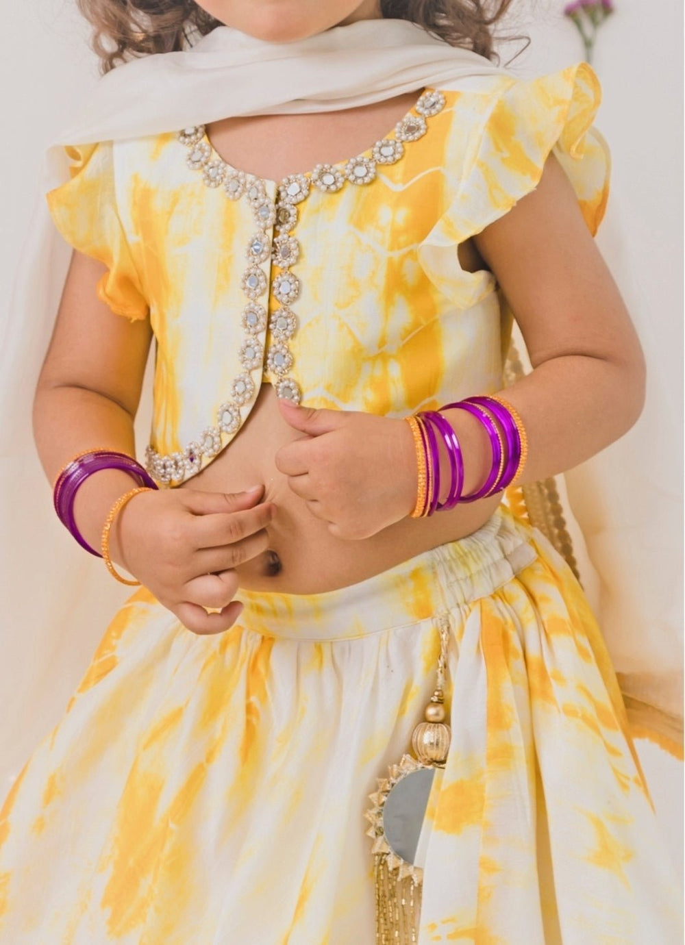 Ivory And Yellow Silk Lehenga Set Chotibuti - Fabilicious Fashion
