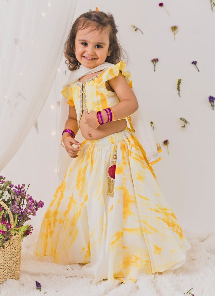 Ivory And Yellow Silk Lehenga Set Chotibuti - Fabilicious Fashion