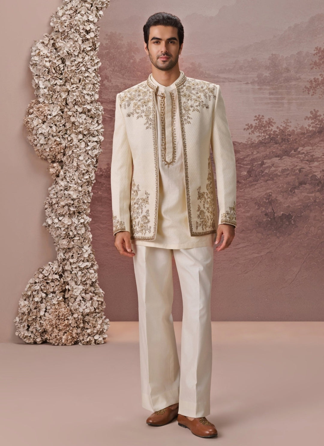 Contrast by Parth Ivory Bagalpuri Silk Jacket SetFabilicious Fashion