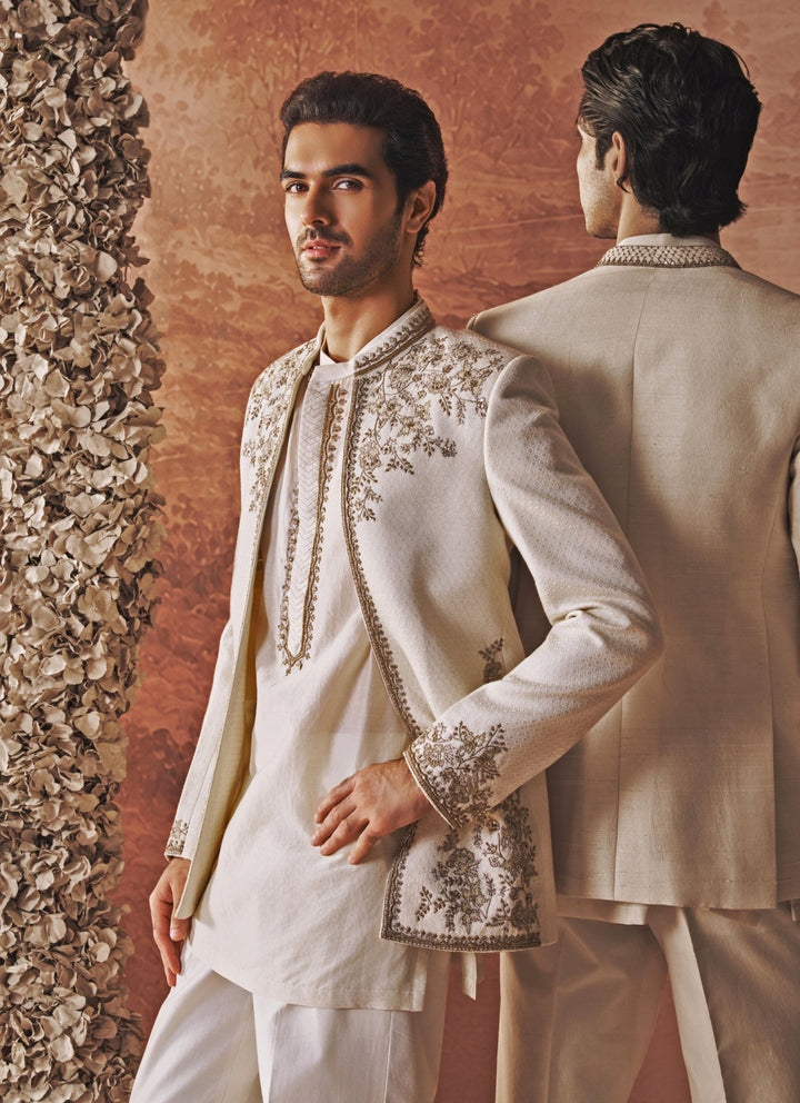 Contrast by Parth Ivory Bagalpuri Silk Jacket SetFabilicious Fashion