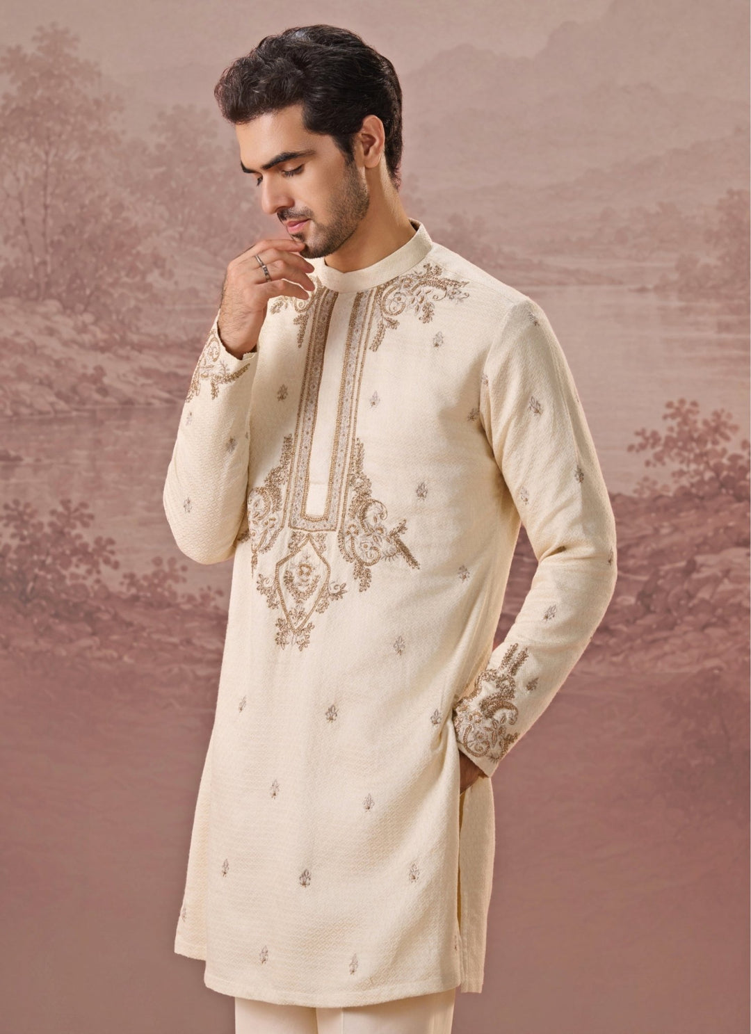 Contrast by Parth Ivory Bagalpuri Silk Kurta SetFabilicious Fashion