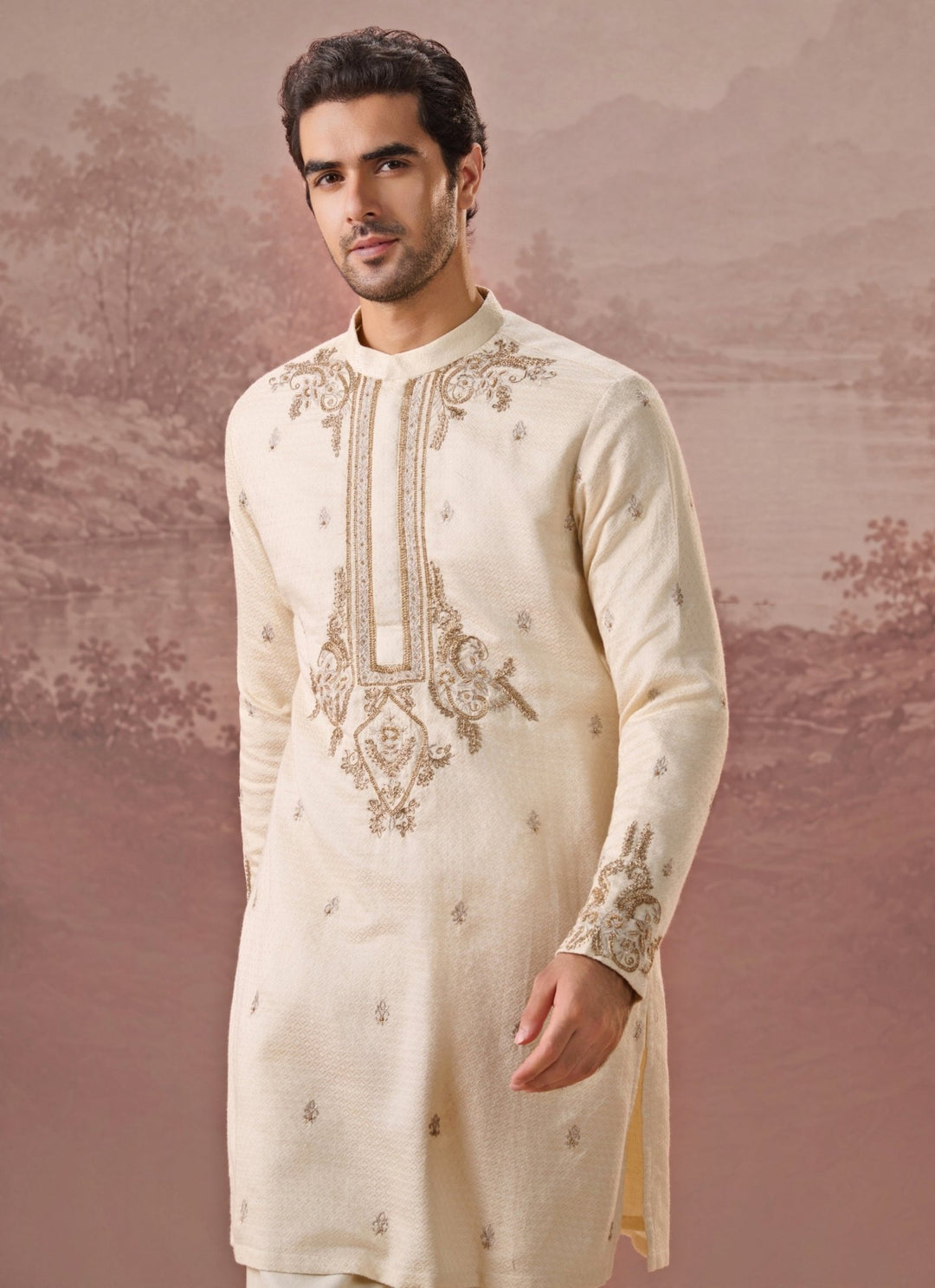 Contrast by Parth Ivory Bagalpuri Silk Kurta SetFabilicious Fashion