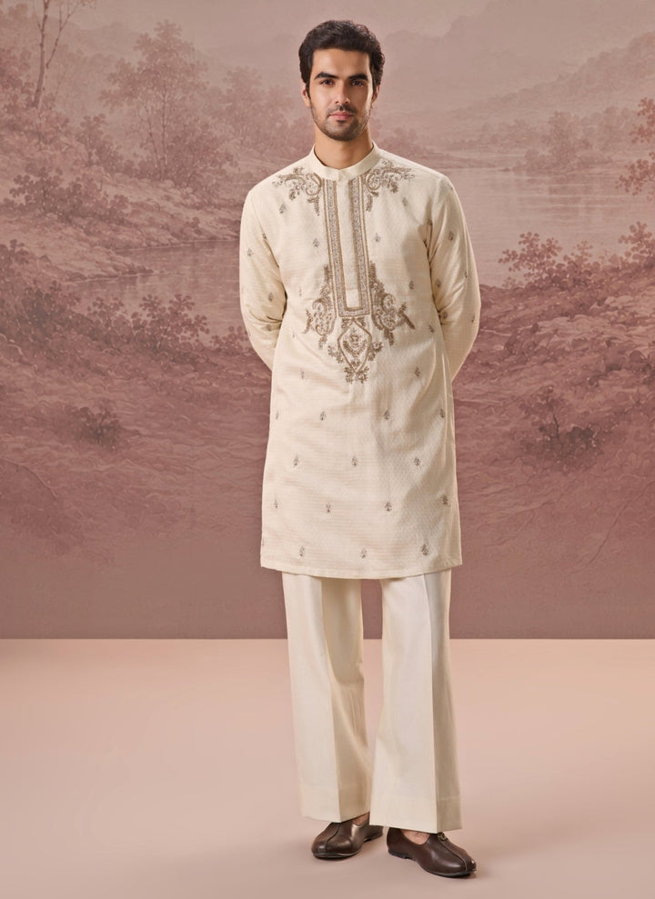 Contrast by Parth Ivory Bagalpuri Silk Kurta SetFabilicious Fashion