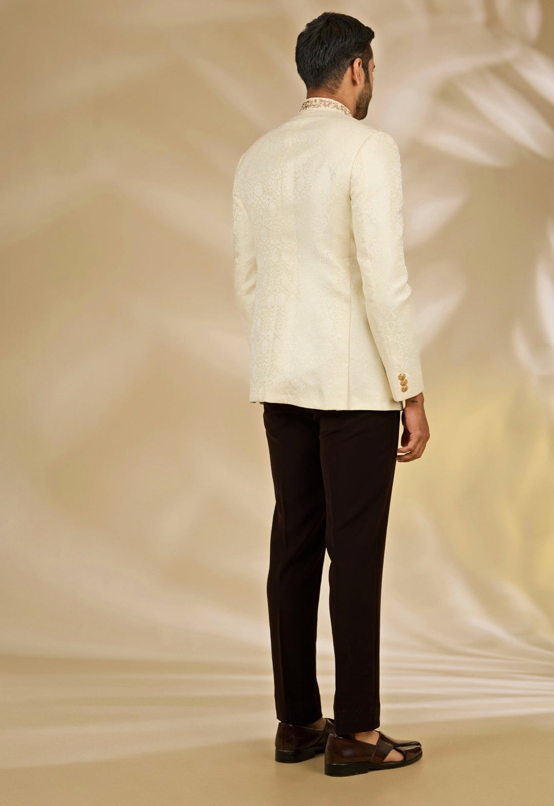 Ivory Banarasi Brocade Bandhgala Set Manish Nagdeo - Fabilicious Fashion