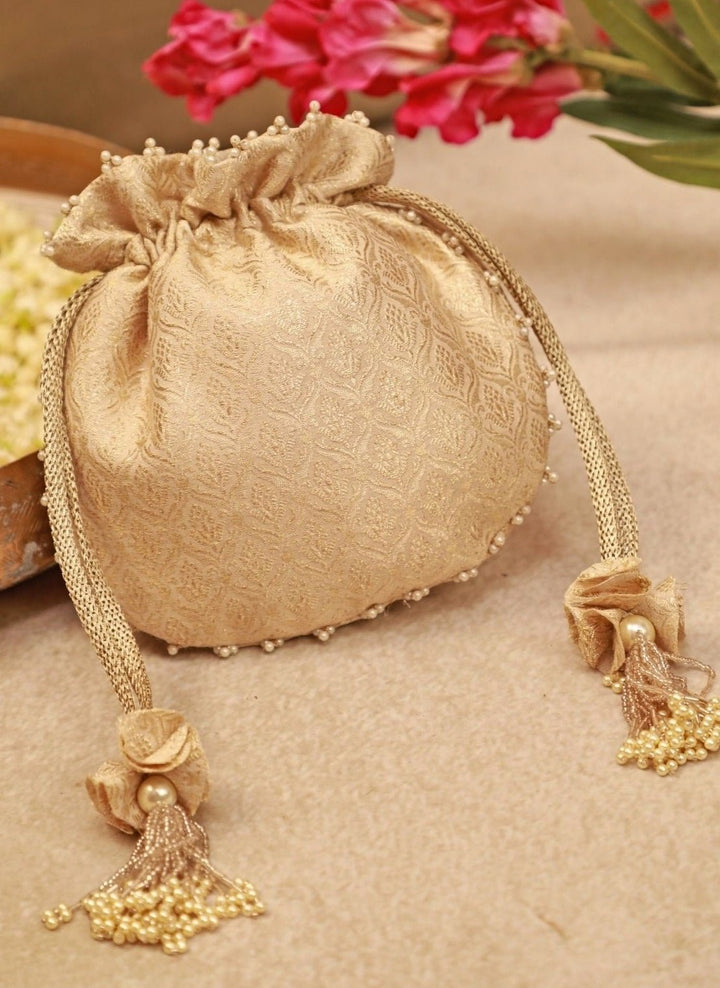Ivory Banarasi Potli Amyra - Fabilicious Fashion
