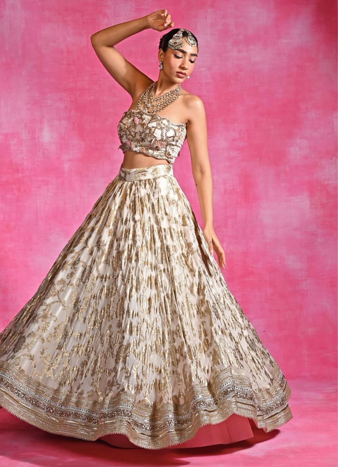 Rishi and Vibhuti Ivory Chanderi Georgette Lehenga SetFabilicious Fashion
