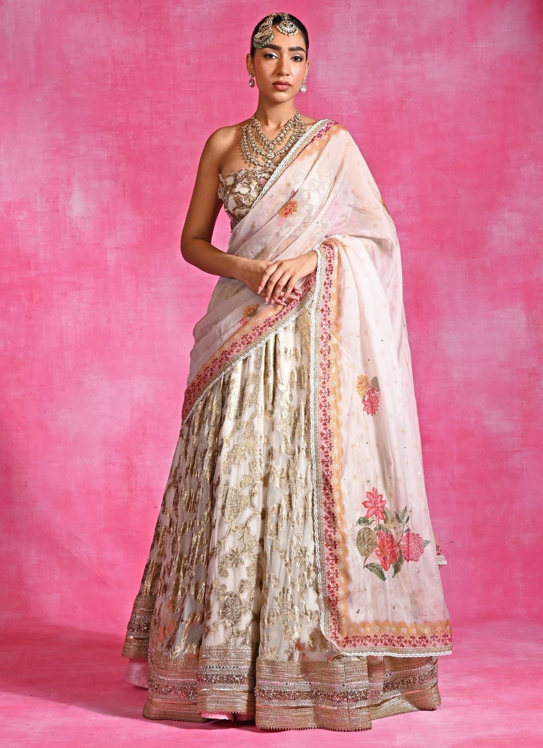 Rishi and Vibhuti Ivory Chanderi Georgette Lehenga SetFabilicious Fashion