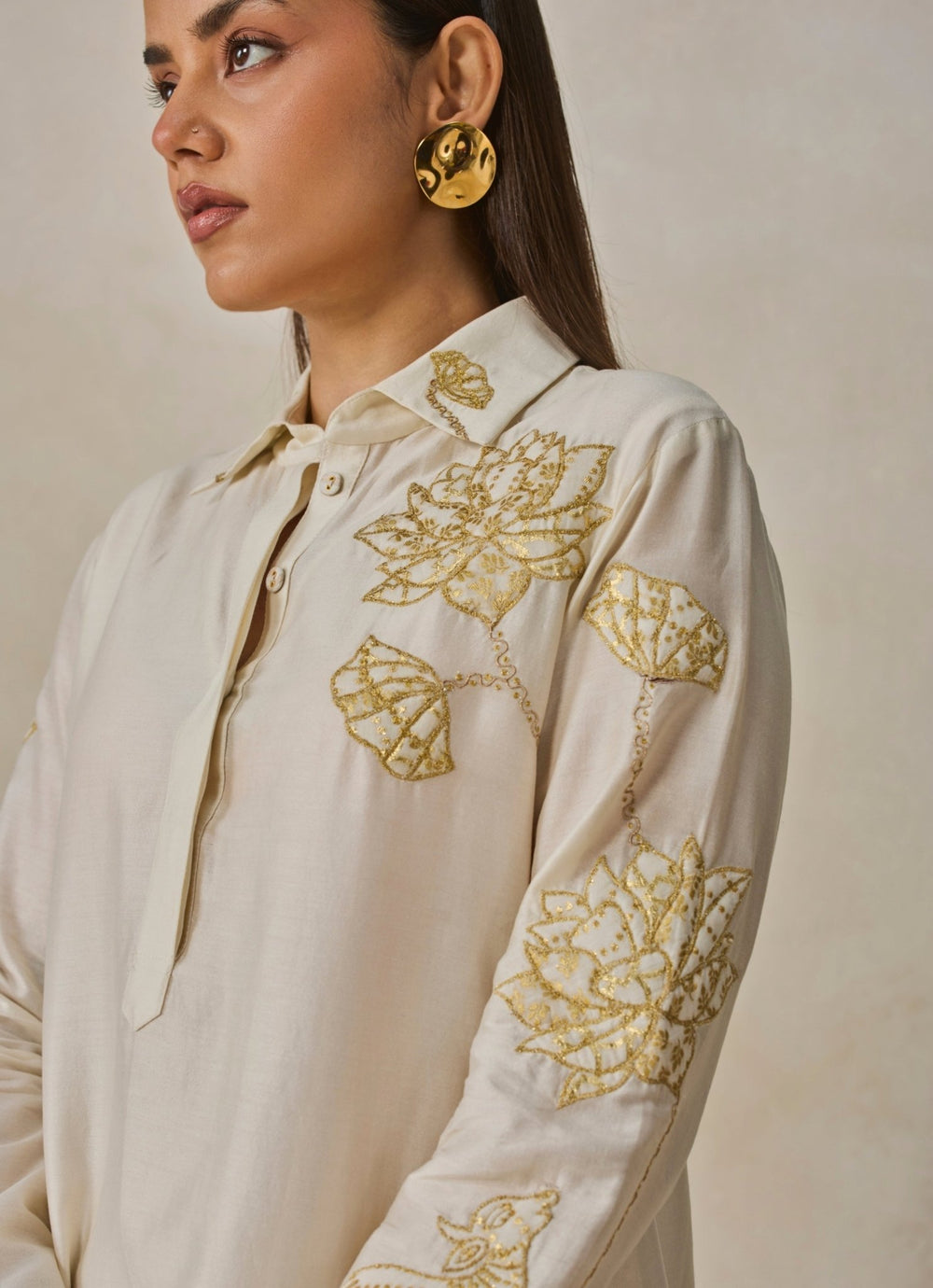 Ivory Chanderi Kurta Salwar Set Nitika Gujral - Fabilicious Fashion