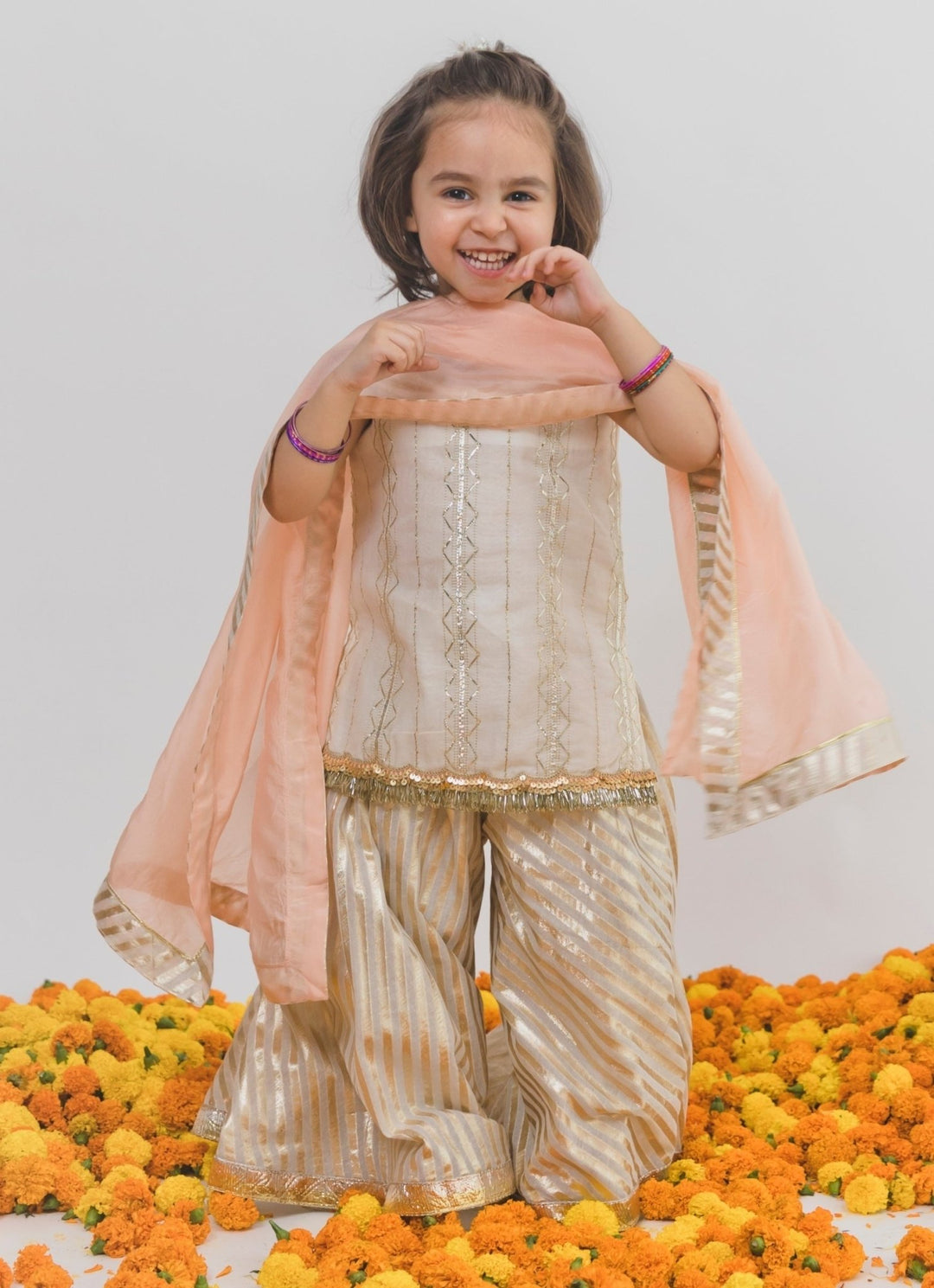 Chotibuti Ivory Chanderi Kurta Sharara SetFabilicious Fashion