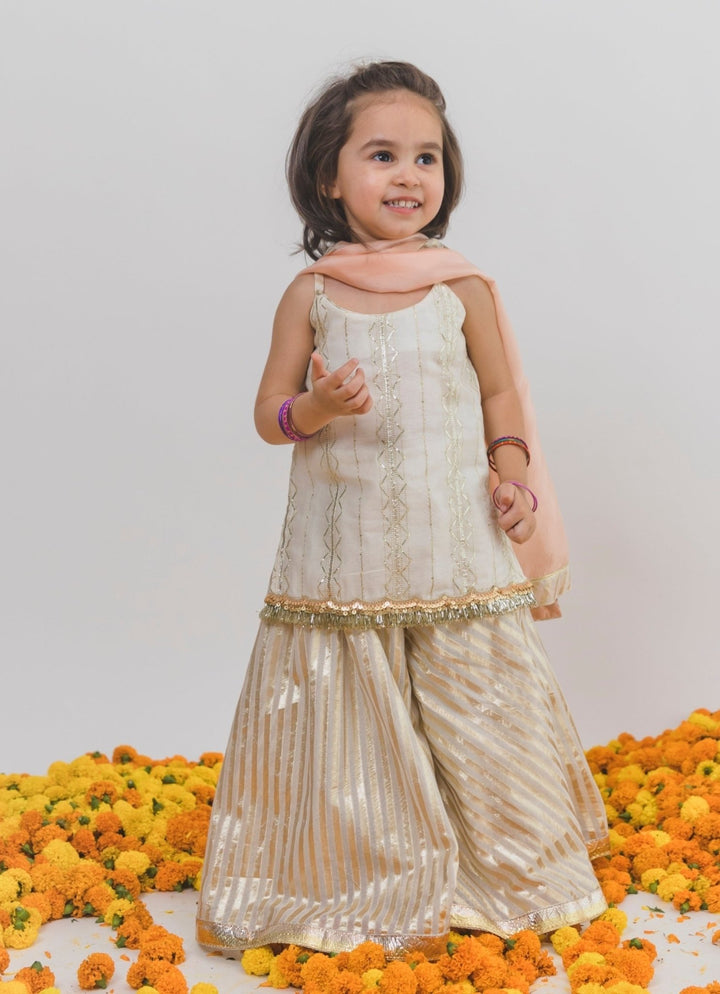 Chotibuti Ivory Chanderi Kurta Sharara SetFabilicious Fashion